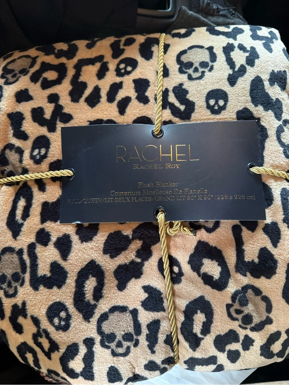 Rachel Roy Skull Cheetah Leopard Print Full/ Queen Plush Halloween Throw Blanket